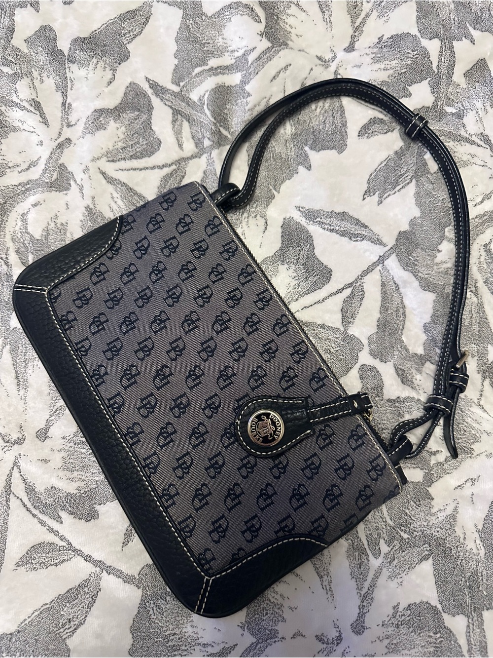 Dooney & Bourke Black and Gray Monogram Shoulder Bag